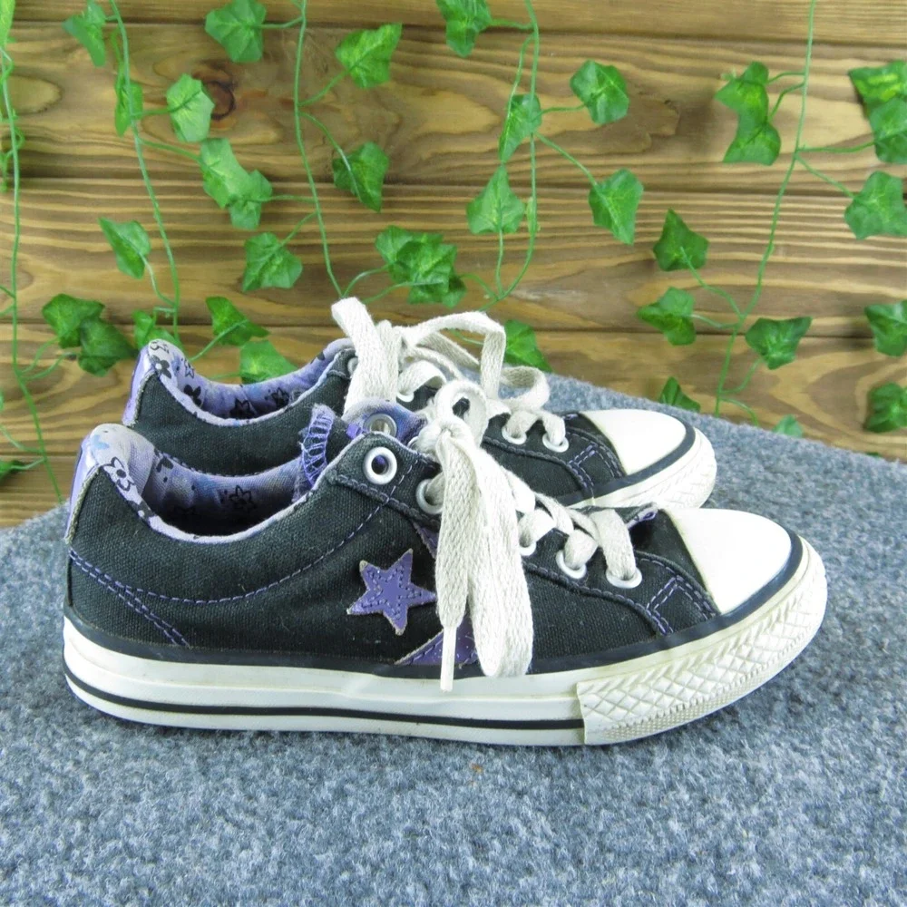 Converse Youth Girls Sneaker Shoes Size 13 Medium Black Fabric Lace‎ Up
